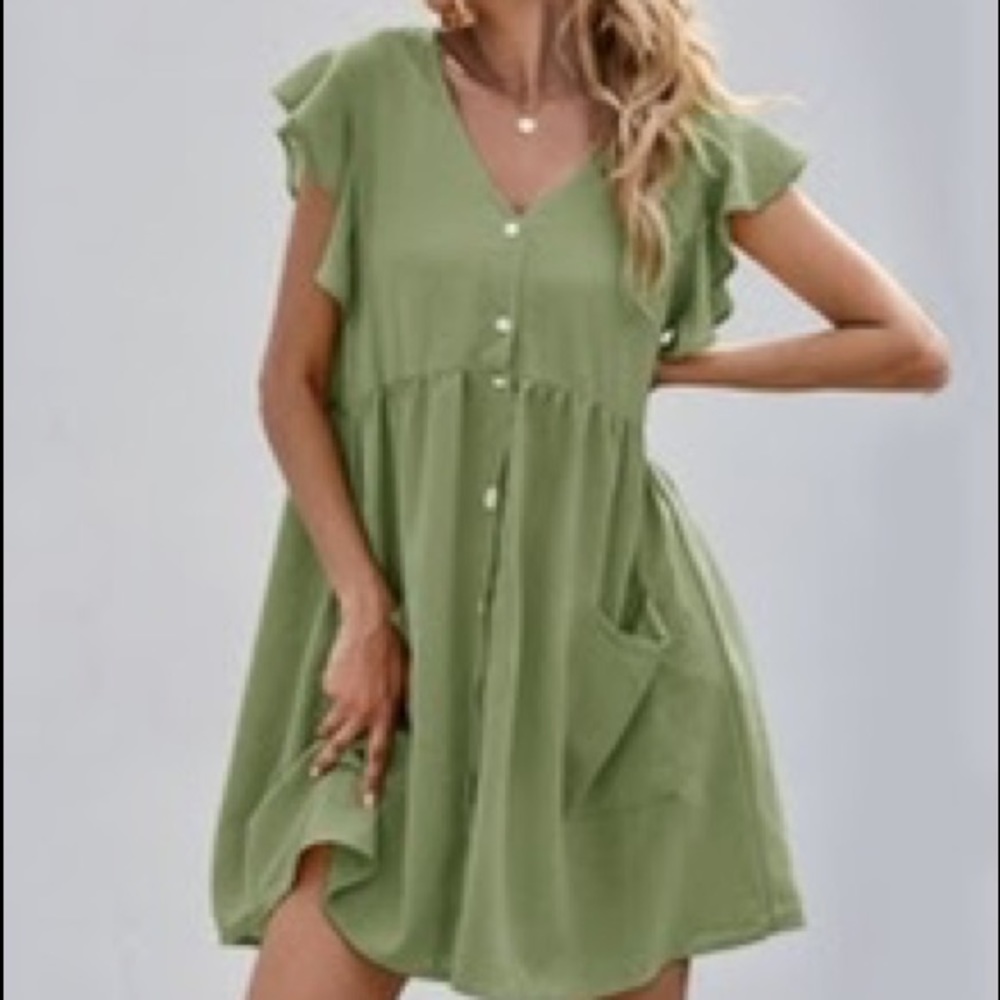 Shein- chiffon flowy green dress